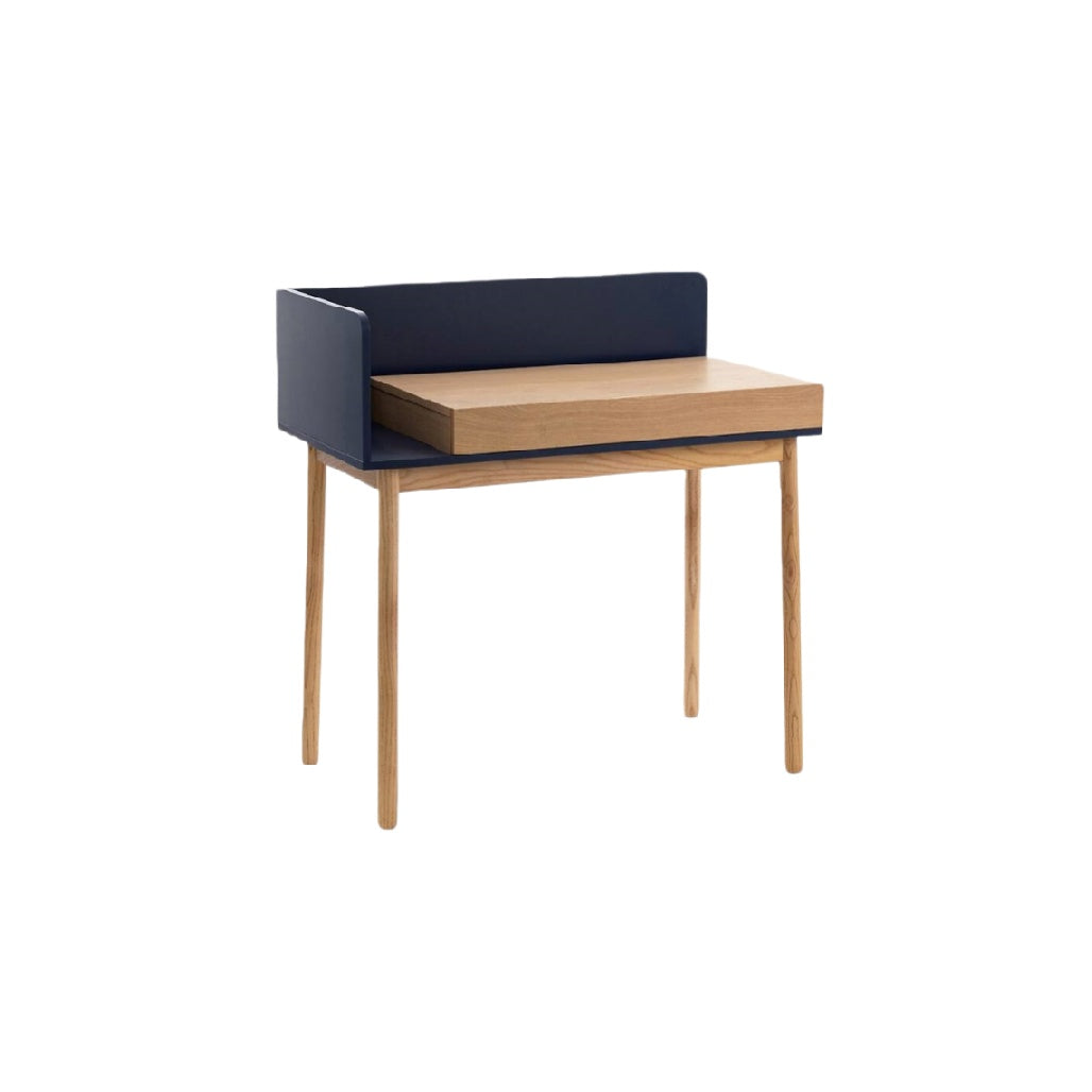 Compact writing desk for home office with drawer in wood and metal - 60 x 40 x 75