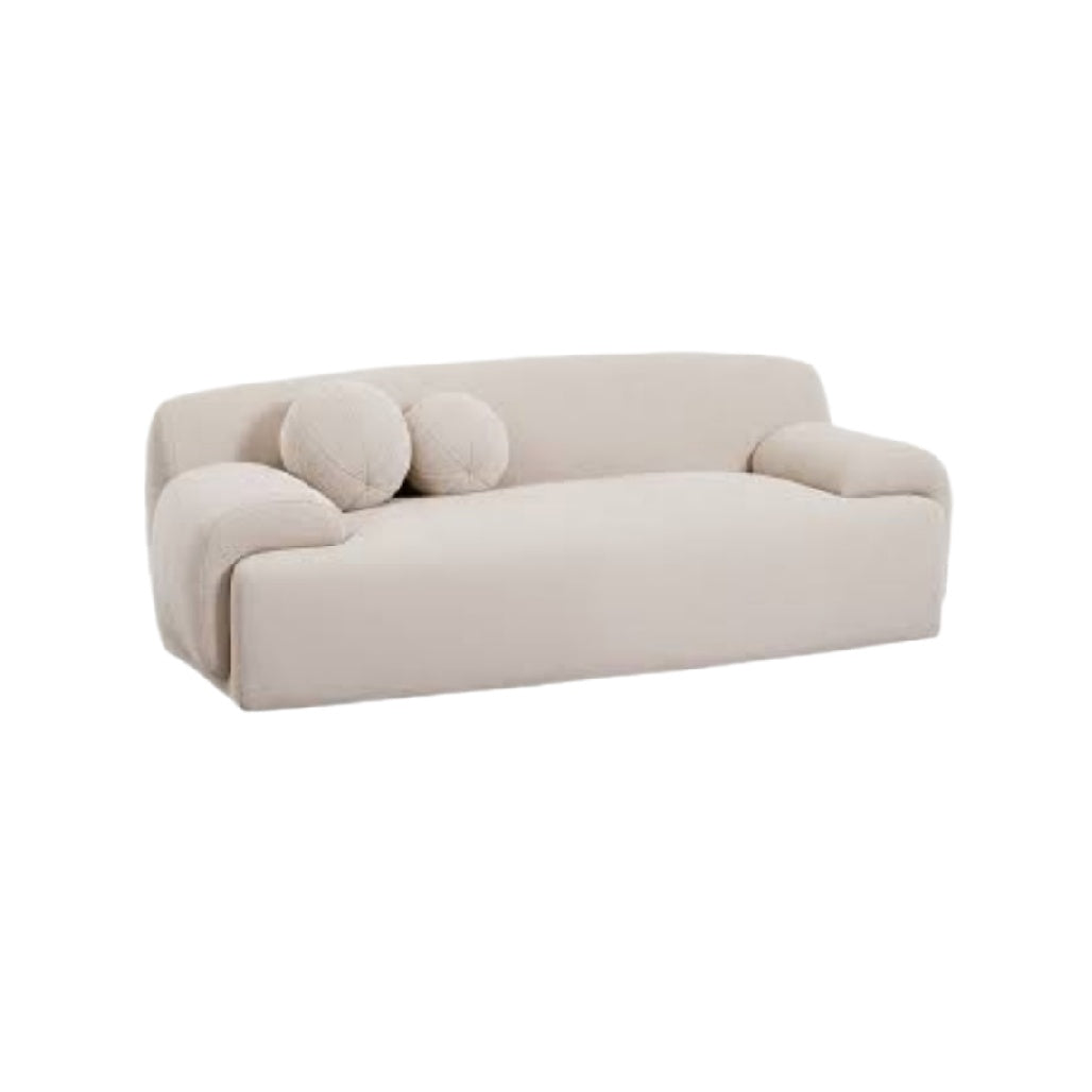 Sofa with Round Cushions for Living Room in Fabric - 200 x 80 x 70